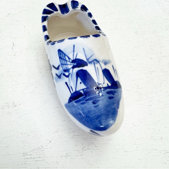 Vintage Delft Blue Small Clog Ashtray Hand Painted Holland Windmill - Picture 7 of 13